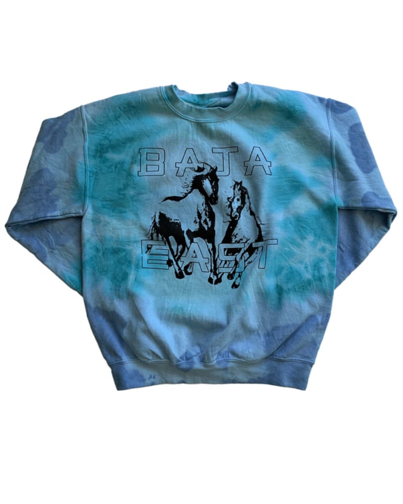 Front of a size 3 Fleece Crew With Freedom Horses in Pacific Sunburst by BAST EAST. | dia_product_style_image_id:275122